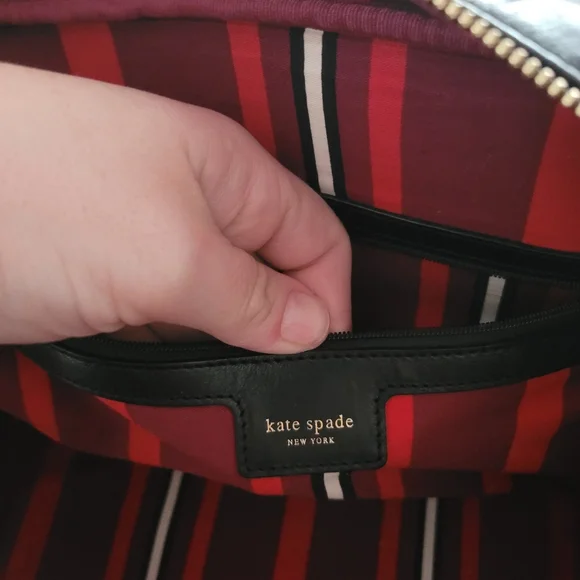 Kate Spade Dark Black Ostrich Embossed Bowler Style Bag - Picture 5 of 9